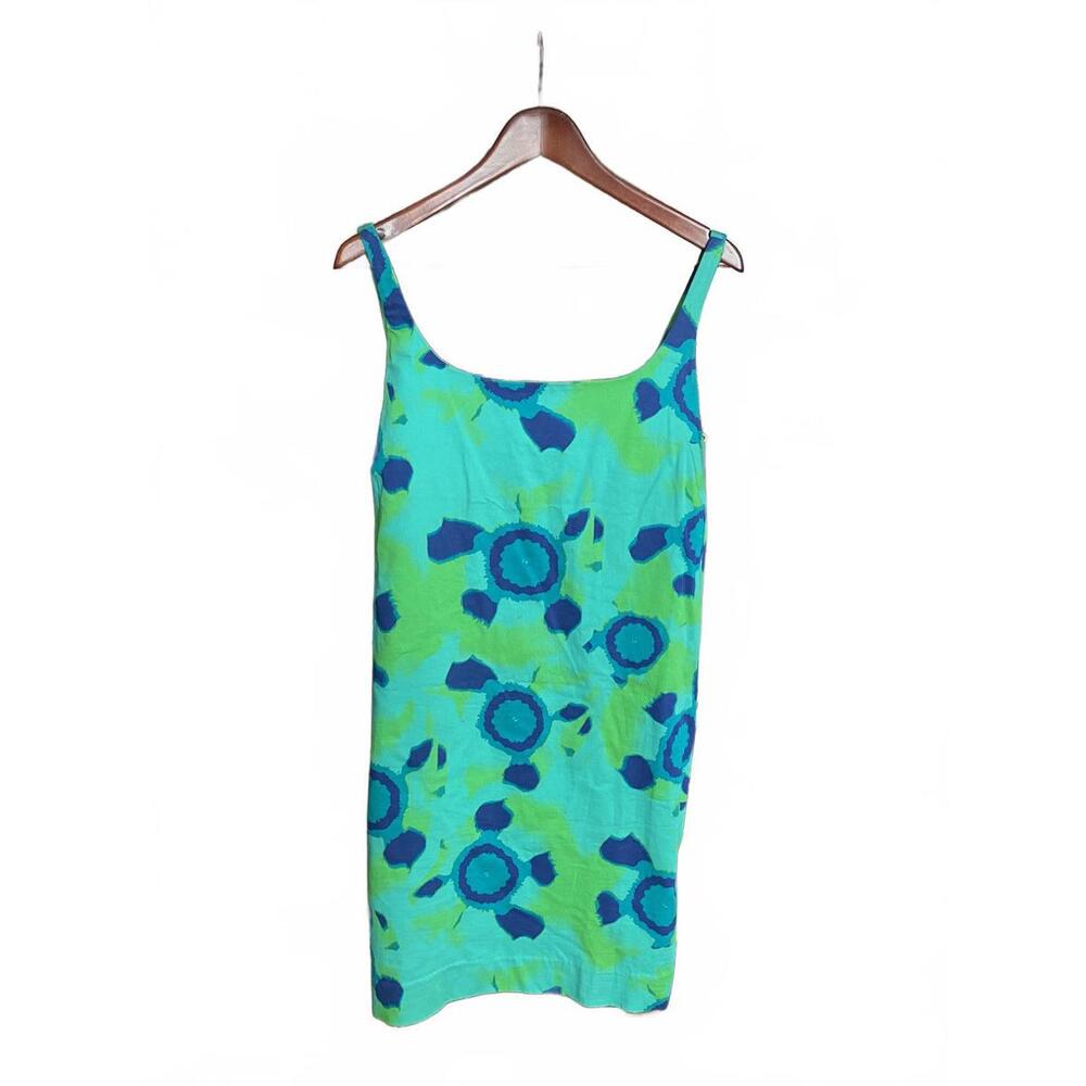 Joe Fresh 70s Summer Cotton Blue Green Tank Shift Dress XL